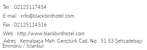 Black Bird Hotel telefon numaralar, faks, e-mail, posta adresi ve iletiim bilgileri